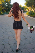 Load image into Gallery viewer, Sweety A Line Square Neck Black Short Homecoming Dress with Bowknot Back