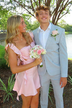Load image into Gallery viewer, Cute Sheath Square Neck Pink Short Homecoming Dress with Backless
