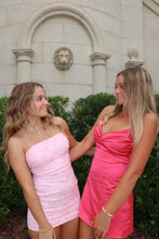Load image into Gallery viewer, Cute Sheath Strapless Light Pink Short Homecoming Dress with Sequins