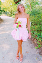 Load image into Gallery viewer, Cute A Line Strapless Light Pink Short Homecoming Dress with Ruffles