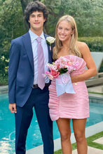 Load image into Gallery viewer, Cute Sheath Strapless Pink Short Homecoming Dress with Ruffles