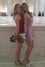 Load image into Gallery viewer, Cute Sheath Strapless Pink Short Homecoming Dress with Ruffles
