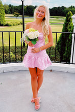 Load image into Gallery viewer, Sweet A Line Sweetheart Pink Short Homecoming Dress with Ruffles