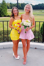 Load image into Gallery viewer, Sweet A Line Sweetheart Pink Short Homecoming Dress with Ruffles