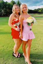 Load image into Gallery viewer, Sweet A Line Sweetheart Pink Short Homecoming Dress with Ruffles