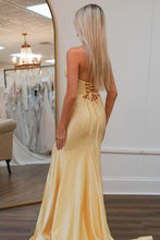 Load image into Gallery viewer, Cute Hot Pink Mermaid Strapless Long Beaded Prom Dress with Slit
