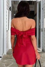 Load image into Gallery viewer, Cute A Line Off the Shoulder Yellow Satin Short Homecoming Dress
