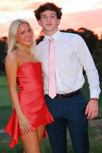 Load image into Gallery viewer, Cute A Line Strapless Pink Satin Short Homecoming Dress
