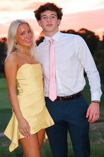 Load image into Gallery viewer, Cute A Line Strapless Pink Satin Short Homecoming Dress
