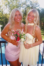 Load image into Gallery viewer, Cute A Line Sweetheart Light Yellow Short Homecoming Dress with Scarf