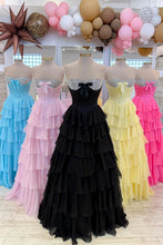 Load image into Gallery viewer, Princess A Line Sweetheart Pink Corset Prom Dress with Beading Ruffles