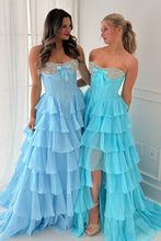 Load image into Gallery viewer, Princess A Line Sweetheart Pink Corset Prom Dress with Beading Ruffles