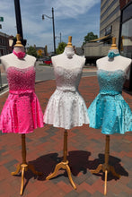Load image into Gallery viewer, Cute A Line Sweetheart Pink Short Homecoming Dress with Pearls&amp; Bowknot