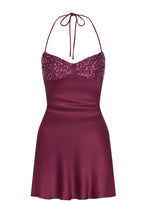 Load image into Gallery viewer, Cute Sheath Spaghetti Straps Purple Short Homecoming Dress with Beading
