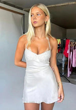 Load image into Gallery viewer, Cute Sheath Spaghetti Straps Purple Short Homecoming Dress with Beading