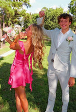 Load image into Gallery viewer, Cute Sheath Square Neck Pink Short Homecoming Dress with Backless