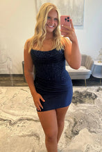 Load image into Gallery viewer, Glamorous Strapless Mini Homecoming Dress with Beaded Corset and Draped Skirt
