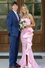 Load image into Gallery viewer, Dreamy Mermaid Strapless Pink Long Prom Dress with Train