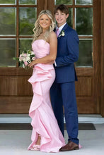 Load image into Gallery viewer, Dreamy Mermaid Strapless Pink Long Prom Dress with Train