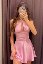 Load image into Gallery viewer, Dreamy Rose Pink Sweet &amp; Simple A-Line Halter Homecoming Mini Dress