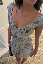 Load image into Gallery viewer, Gorgeous A Line V Neck Grey Short Homecoming Dress with Embroidery