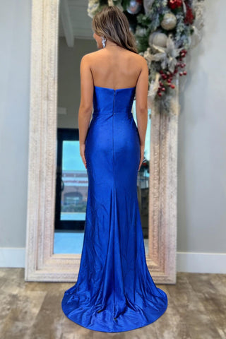 Stunning Mermaid Spaghetti Straps Royal Blue Mermaid Prom Dress with Beading