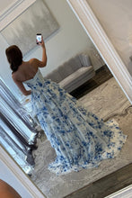 Load image into Gallery viewer, Gorgeous A Line Sweetheart Blue Corset Prom Dress with Ruffles