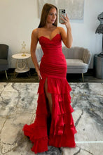 Load image into Gallery viewer, Charming Mermaid Sweetheart Light Blue Prom Gown with Ruffles