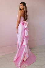 Load image into Gallery viewer, Elegant Mermaid Strapless Pink Long Prom Dress with Split Front
