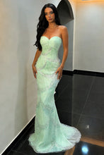 Load image into Gallery viewer, Charming Mermaid Sweetheart Mint Green Prom Dress with Beaded Accents