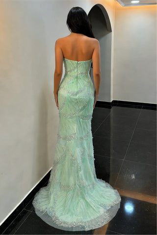 Charming Mermaid Sweetheart Mint Green Prom Dress with Beaded Accents
