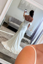 Load image into Gallery viewer, Beautiful Mermaid Off the Shoulder White Corset Prom Dress with Appliques Ruffles