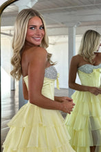 Load image into Gallery viewer, Princess A Line Sweetheart Pink Corset Prom Dress with Beading Ruffles