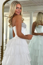 Load image into Gallery viewer, Princess A Line Sweetheart Pink Corset Prom Dress with Beading Ruffles