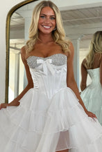 Load image into Gallery viewer, Princess A Line Sweetheart Pink Corset Prom Dress with Beading Ruffles