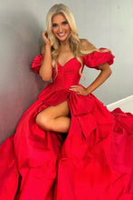 Load image into Gallery viewer, Elegant Orange A-Line Off The Shoulder Long Satin Prom Dress with Bowknot