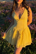Load image into Gallery viewer, Elegant Ivory Eyelet Lace V-Neck Flare Mini Homecoming Party Dress