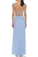 Load image into Gallery viewer, Fashion Sheath Sweetheart Lilac Lace Long Prom Dress with Criss Cross Back