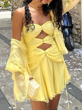 Load image into Gallery viewer, Fashionable A Line Sweetheart Yellow Short Homecoming Dress with Keyhole
