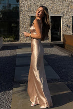 Load image into Gallery viewer, Hot Mermaid Spaghetti Straps Champagne Long Party Dress with Open Back