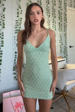 Load image into Gallery viewer, Fashionable Sheath Spaghetti Straps Light Blue Sequins Short Homecoming Dress