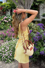Load image into Gallery viewer, Fitted Sheath V Neck Yellow Satin Short Homecoming Dress with Ruched
