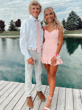 Load image into Gallery viewer, Flattering Bodycon Spaghetti Straps Pink Short Homecoming Dress with Ruched
