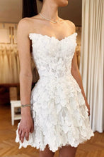 Load image into Gallery viewer, Glamorous A Line Strapless White Short Homecoming Dress with Appliques