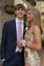 Load image into Gallery viewer, Glamorous Sheath Spaghetti Straps Gold Sequins Short Homecoming Dress