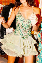 Load image into Gallery viewer, Glamorous Green Embellished Homecoming Dress with Deep V Neck and Layered Skirt Detail