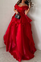 Load image into Gallery viewer, Gorgeous A-Line Pink Off The Shoulder Long Ruffle Formal Party Dress
