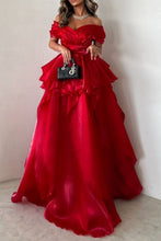 Load image into Gallery viewer, Gorgeous A-Line Pink Off The Shoulder Long Ruffle Formal Party Dress
