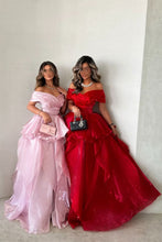 Load image into Gallery viewer, Gorgeous A-Line Pink Off The Shoulder Long Ruffle Formal Party Dress
