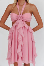 Load image into Gallery viewer, Gorgeous A Line Halter Neck Pink Short Homecoming Dress with Ruffles

